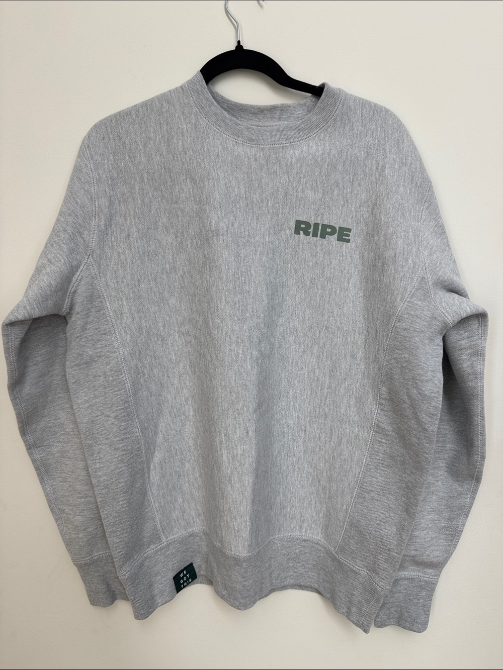 Independent Trading Co RIPE Crewneck Sweatshirt Size S Gray Oversized Graphic